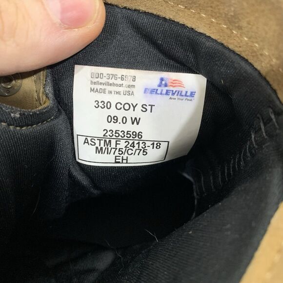 Belleville 330 COY ST Steel Toe Wide Combat Boots Reg Desert Tan Military SZ 9 W - Picture 11 of 14